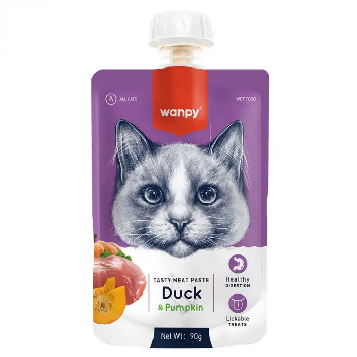 Wanpy Taze Ördekli ve Bal Kabaklı Et Ezmesi Doğal Kedi Ödülü 90 Gr