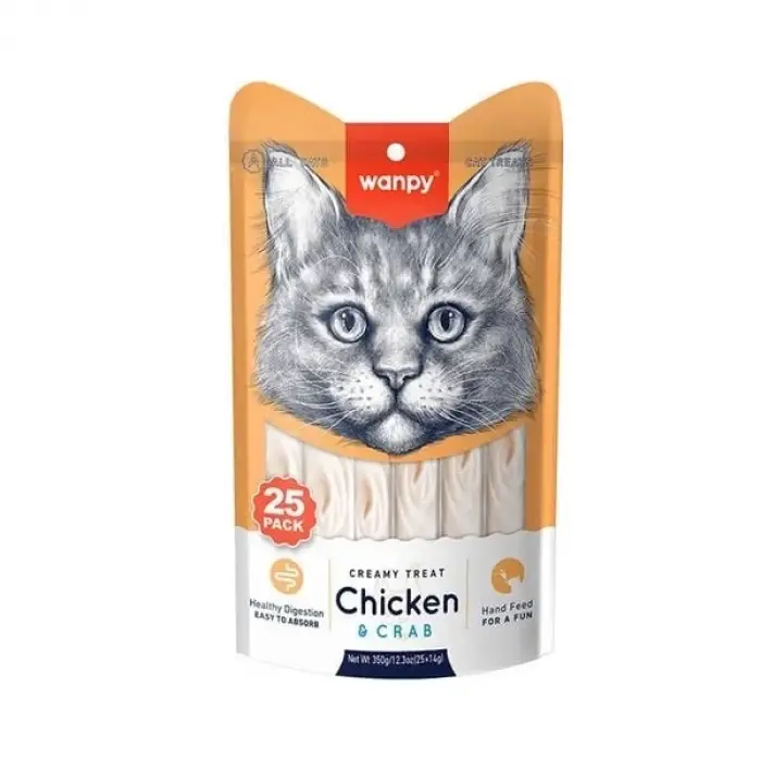 Wanpy Tavuk Etli ve Yengeç Etli Sıvı Kedi Ödül Maması (25 x 14 g)