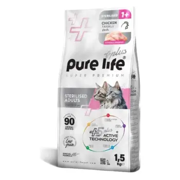 Pure Life Plus Kısırlaştırılmış Tavuklu Kedi Maması 1.5 Kg