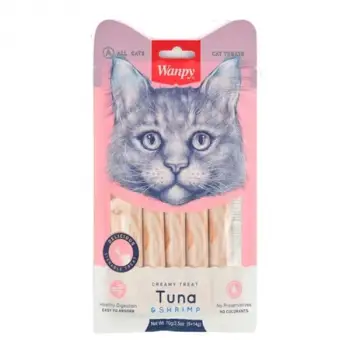 Wanpy Ton Balığı ve Karidesli Sıvı Kedi Ödül Maması 5*14 Gr