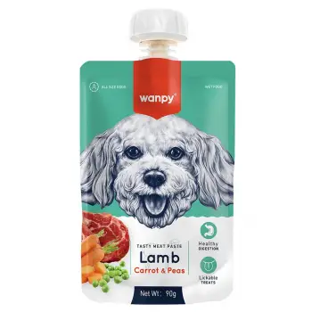 Wanpy Taze Kuzu Etli ve Havuçlu Et Ezmesi Doğal Köpek Ödülü 90 Gr