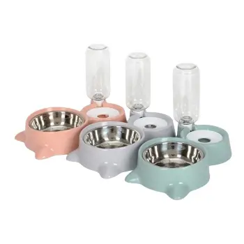 Nunbell Hazneli İkili Çelik Kedi Köpek Mama ve Su Kabı 500 ml