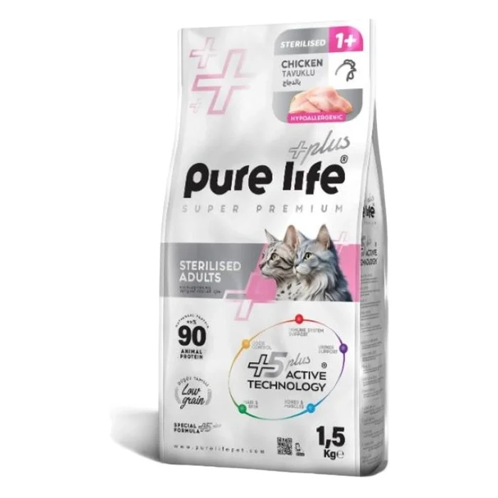 Pure Life Plus Kısırlaştırılmış Tavuklu Kedi Maması 1.5 Kg