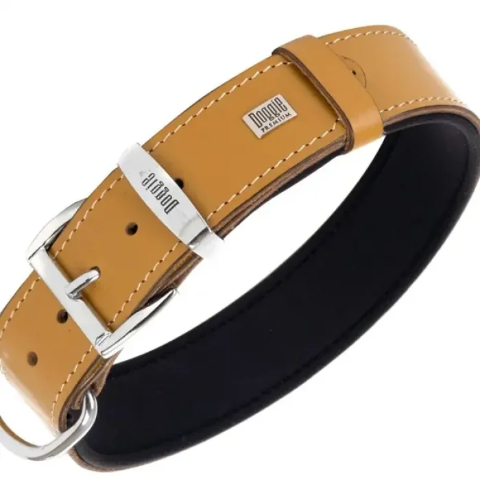 Doggie Comfort Kemik Desenli Deri Boyun Tasması Camel M
