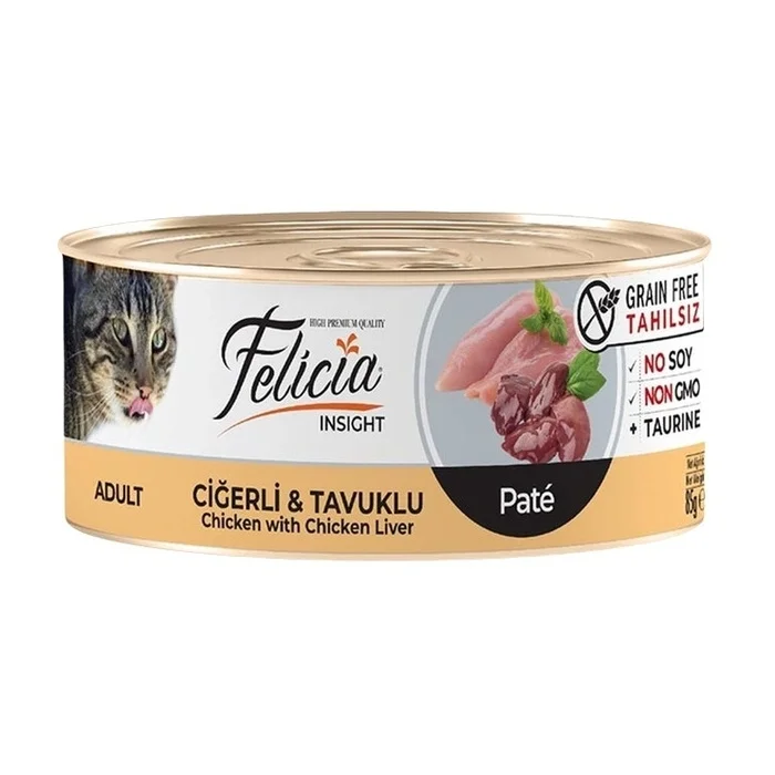 Felicia Tahılsız Kıyılmış Ciğerli Tavuklu Yetişkin Kedi Konservesi 85 Gr