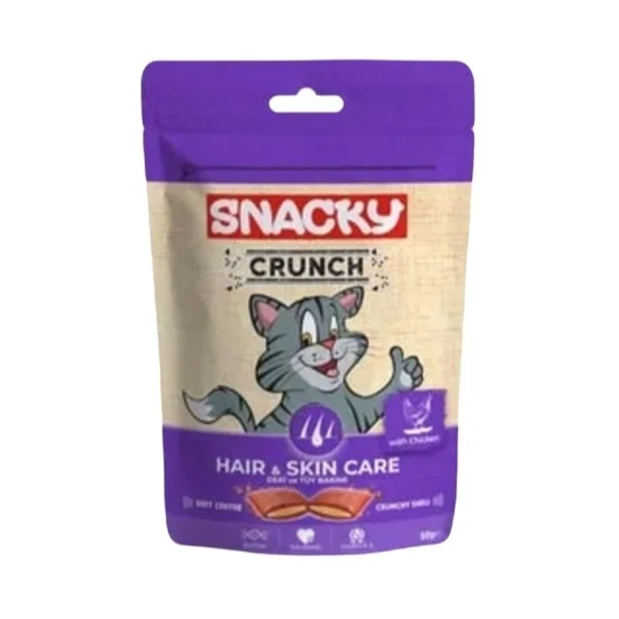 Snacky crunch Hair Skin Deri Ve Tüy Bakımı Tavuklu Kedi Ödülü 60 Gr