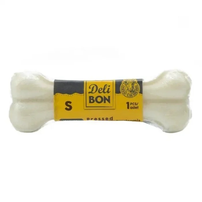 Delibon Pres Deri Köpek Çiğneme Kemiği S (12 cm) Beyaz