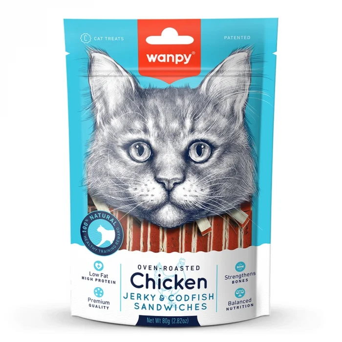 Wanpy Oven Roasted Tavuk Etli ve Morina Balıklı Kedi Ödül Maması (80 g)