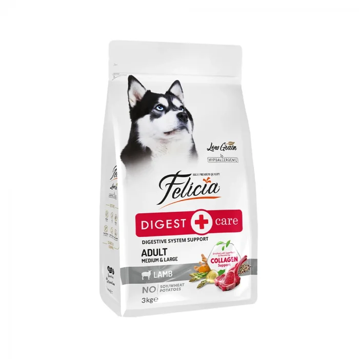 Felicia Düşük Tahıllı Hipoalerjenik Kuzu Etli Orta ve Büyük Irk Yetişkin Köpek Maması 3 Kg