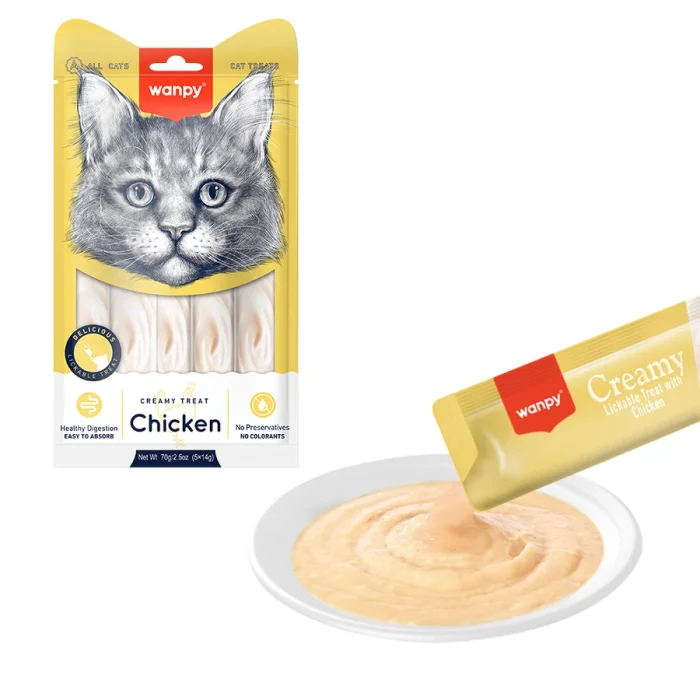 Wanpy Bağışıklık Güçlendirici Tavuk Etli Sıvı Kedi Ödülü (5 x 14 g)