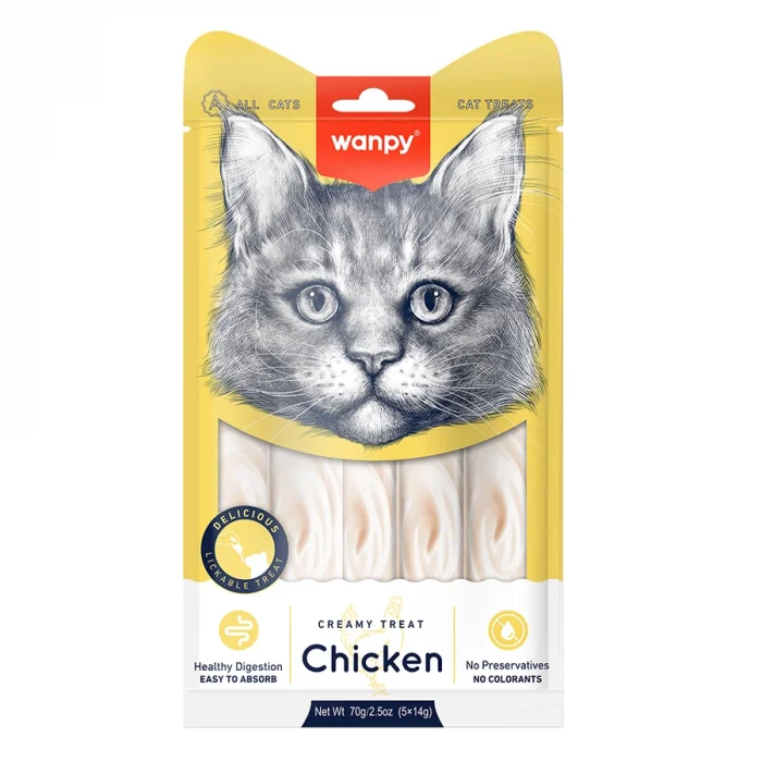 Wanpy Bağışıklık Güçlendirici Tavuk Etli Sıvı Kedi Ödülü (5 x 14 g)