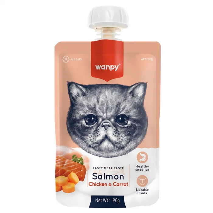 Wanpy Taze Somonlu ve Tavuklu Et Ezmesi Doğal Kedi Ödülü 90 Gr