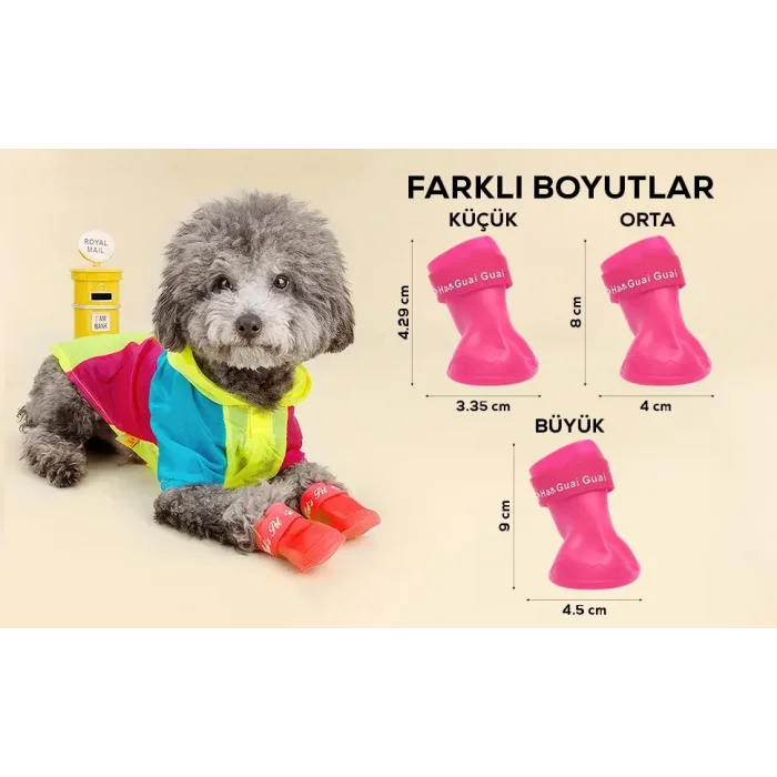 Ha Guai Silikon Köpek Ayakkabısı M Pembe