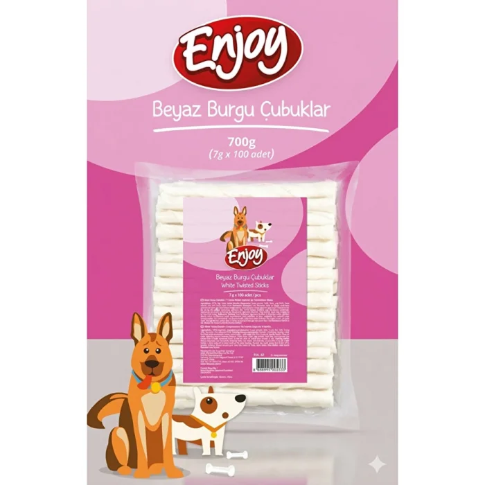 Enjoy Beyaz Burgu Çubuk Köpek Ödülü (100 x 7 g)