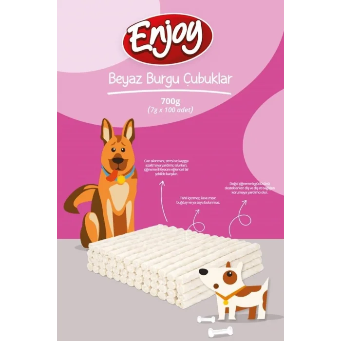 Enjoy Beyaz Burgu Çubuk Köpek Ödülü (100 x 7 g)