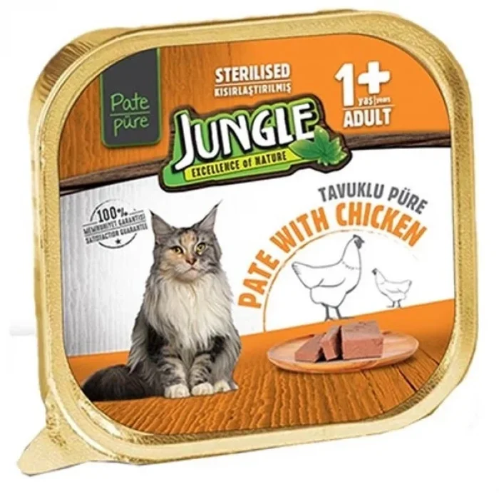 Jungle Tavuklu Pate Yetişkin Kısırlaştırılmış Konserve Kedi Maması 100 Gr