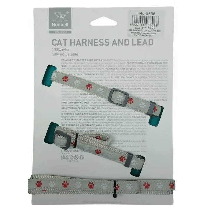 Nunbell Pati Desenli Ayarlanabilir Kedi Göğüs Tasması