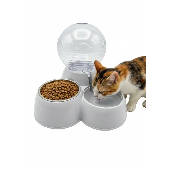 Nunbell Kedi & Köpek İçin Küre Hazneli İkili Mama Ve Su Kabı