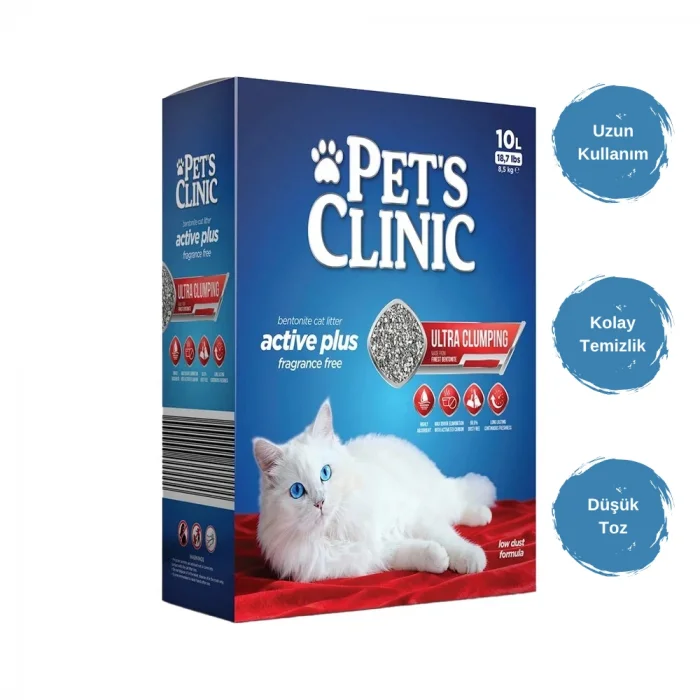 Pets Clinic Premium Ultra Topaklanan Bentonit Kedi Kumu 10 L