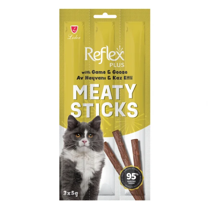 Reflex Plus Av Hayvanlı ve Kaz Etli Stick Kedi Ödül Maması 3x5 gr