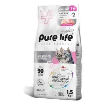 Pure Life Plus Kısırlaştırılmış Tavuklu Kedi Maması 1.5 Kg