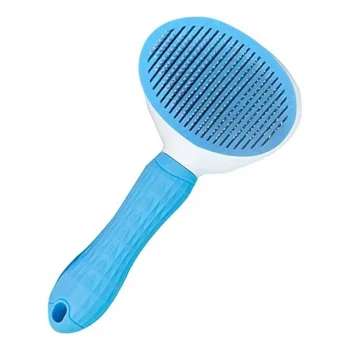 Vetinova Metal Uçlu Otomatik Kedi Köpek Tarağı - Mavi