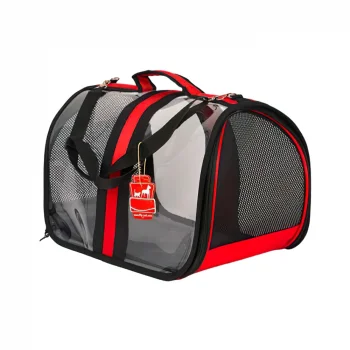 Bacco Milano Şeffaf Kedi ve Köpek Çantası Kırmızı (28 x 44 x 28 cm)