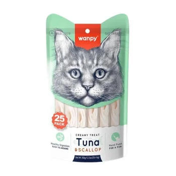 Wanpy Ton Balıklı ve Deniz Taraklı Sıvı Kedi Ödül Maması (25 x 14 g)