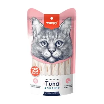 Wanpy Ton Balıklı ve Karidesli Sıvı Kedi Ödül Maması (25 x 14 g)