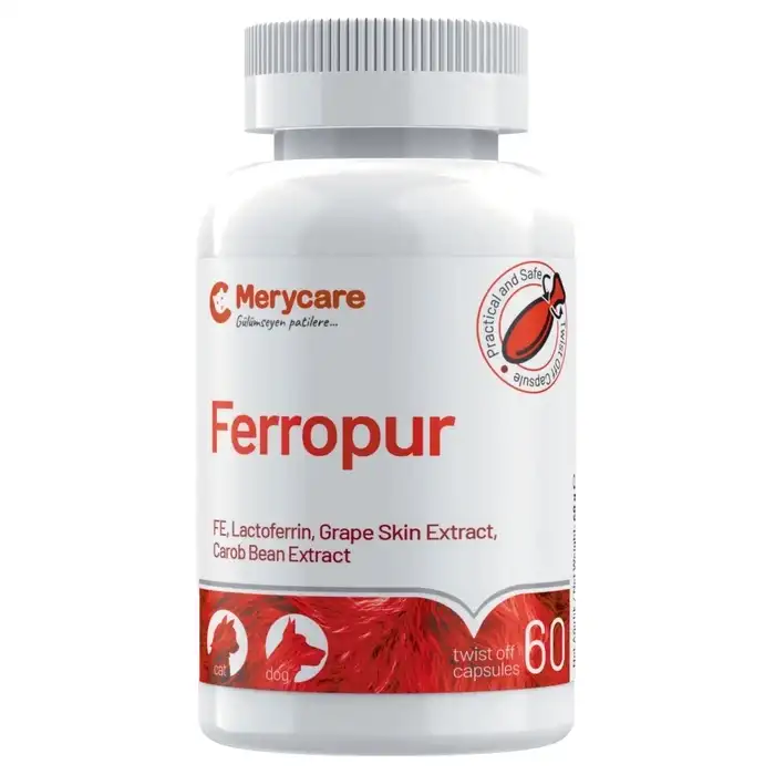 MeryCare Ferropur Kedi Ve Köpek İçin Kansızlık Ve Demir Desteği 60 Kapsül