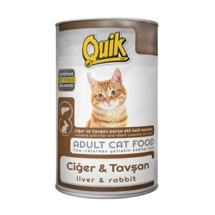 Quik Ciğer Ve Tavşanlı Yetişkin Kedi Konservesi 415 Gr