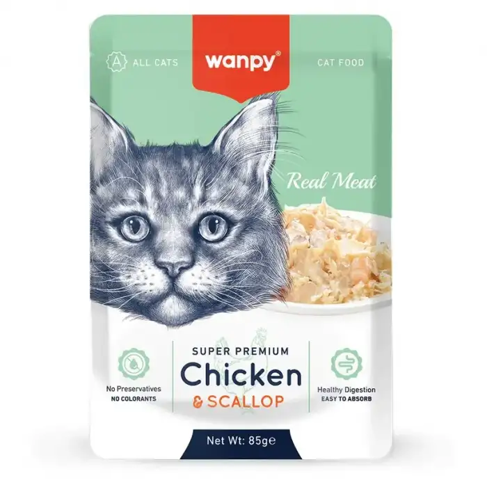 Wanpy Pouch Tavuklu & Deniz Taraklı Yaş Kedi Maması 85 Gr