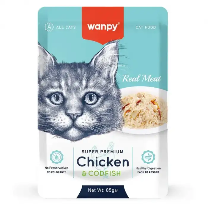 Wanpy Pouch Tavuklu & Morina Balıklı Yaş Kedi Maması 85 Gr