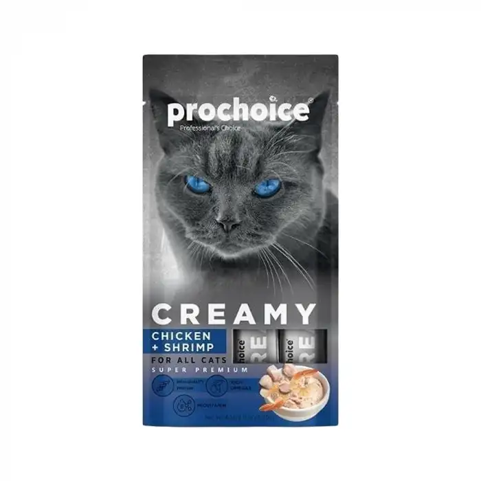 Prochoice Creamy Tavuk Etli ve Karidesli Sıvı Kedi Ödül Maması (4 x 15 g)