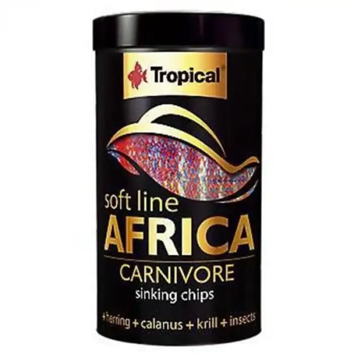 Tropical Softline Africa Carnivore Afrika Balıkları İçin Batan Yumuşak Taneli Cips Balık Yemi 100 Ml 52 Gr