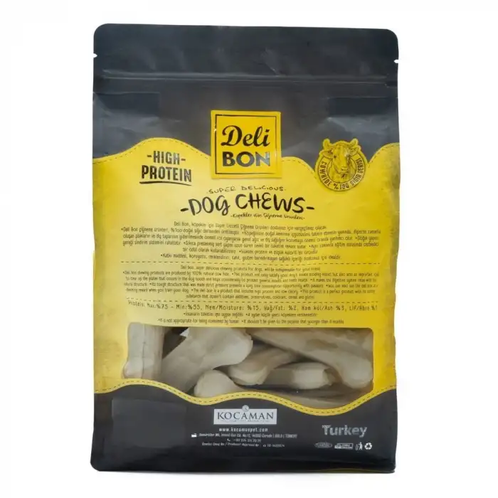 Delibon Deri Pres Kemik Köpek Ödülü Small Beyaz 12 Cm 25 Adet