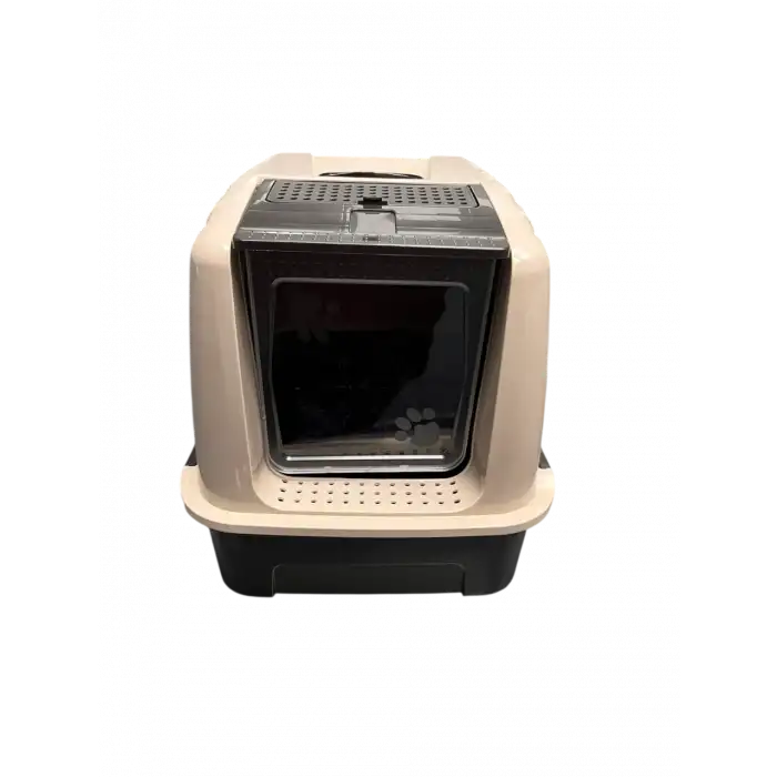 Plastart Bej Kahve Kapalı Kedi Tuvaleti 52 x 37,5 x 40 cm