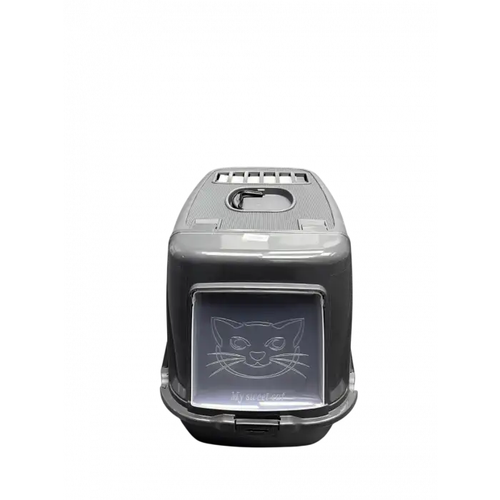 Plastart Gri Antrasit Büyük Kapalı Kedi Tuvaleti 38 x 60 x 45 cm