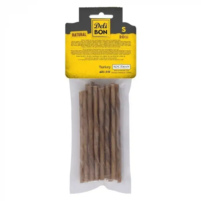 Delibon İnce Deri Burgu Çubuk Köpek Ödülü Naturel 20 Adet