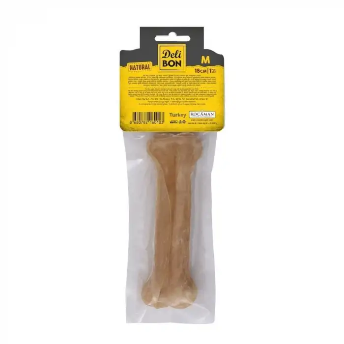 Delibon Deri Press Köpek Kemik Ödülü Medium Naturel 15 Cm 1 Adet