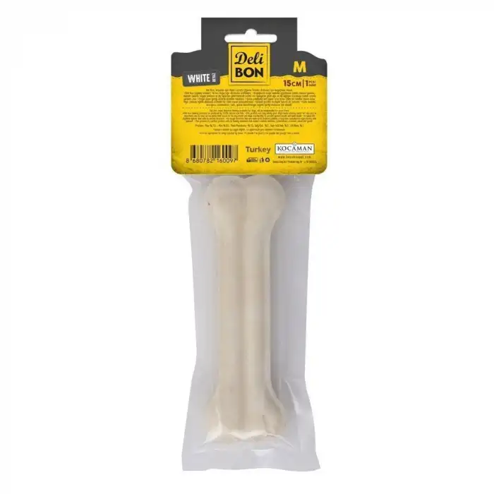 Delibon Deri Press Köpek Kemik Ödülü Medium Beyaz 15 Cm 1 Adet