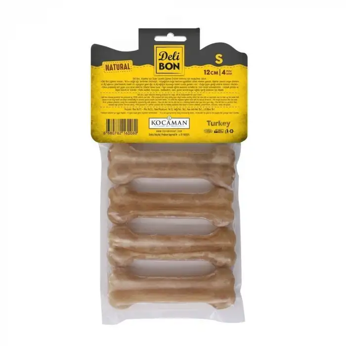 Delibon Deri Press Köpek Kemik Ödülü Small Naturel 12 Cm 4 Adet