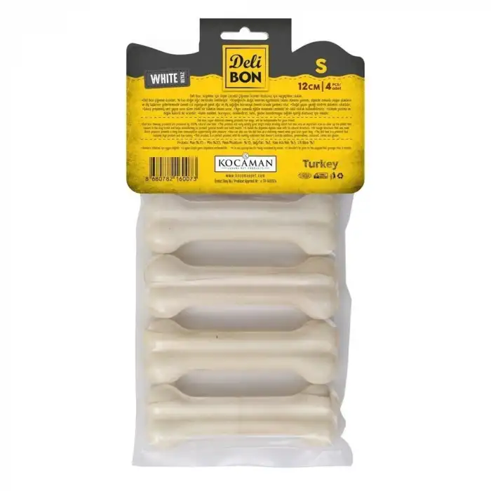 Delibon Deri Press Köpek Kemik Ödülü Small Beyaz 12 Cm 4 Adet