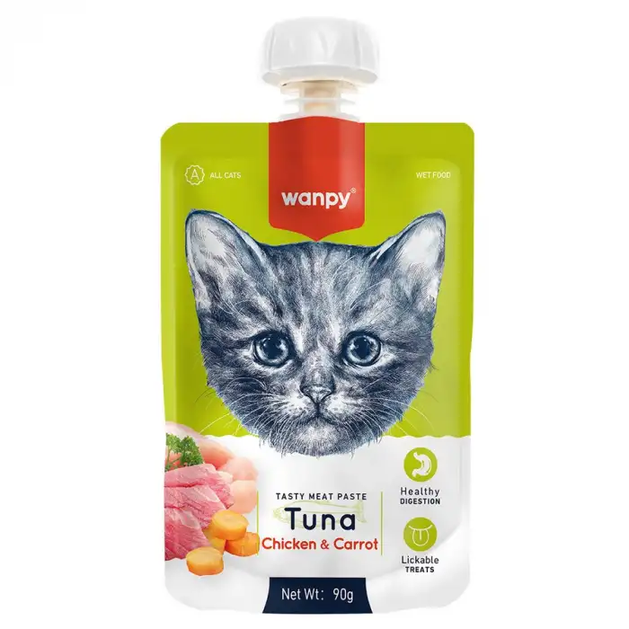 Wanpy Taze Ton Balıklı ve Tavuklu Et Ezmesi Doğal Kedi Ödülü 90 Gr