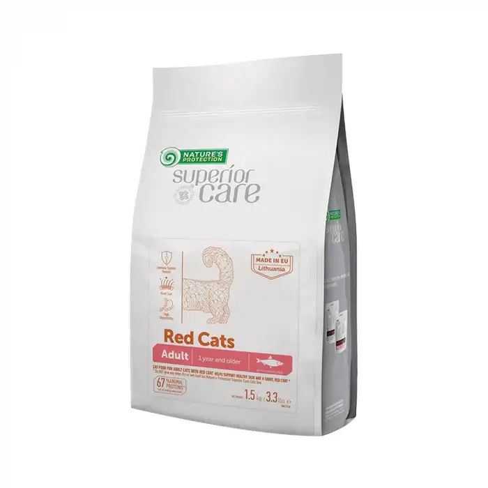 Natures Protection Kırmızı Kürklü Kediler İçin Ringa Balıklı Yetişkin Kedi Maması (1,5 Kg)