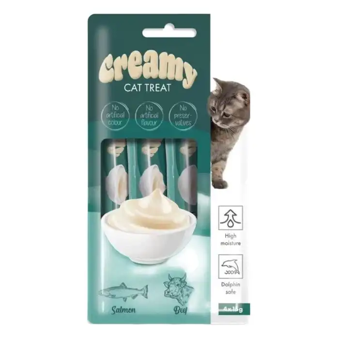 M-Pets Creamy Somonlu ve Biftekli Kedi Ödülü (4 x 15 g) 60 gr