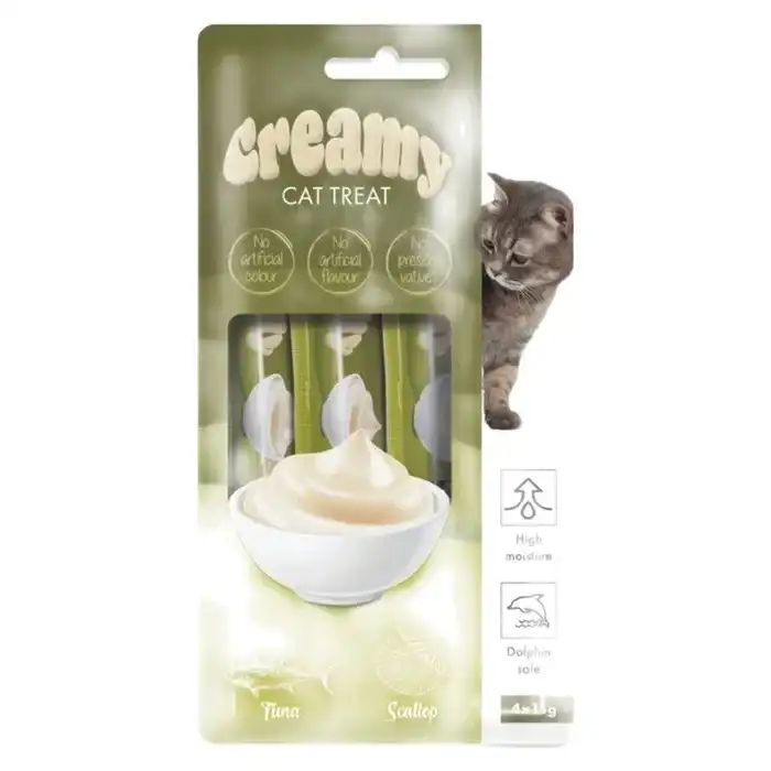 M-Pets Creamy Tuna Balıklı Ve Deniz Taraklı Kedi Ödülü Maması 4X15 Gr