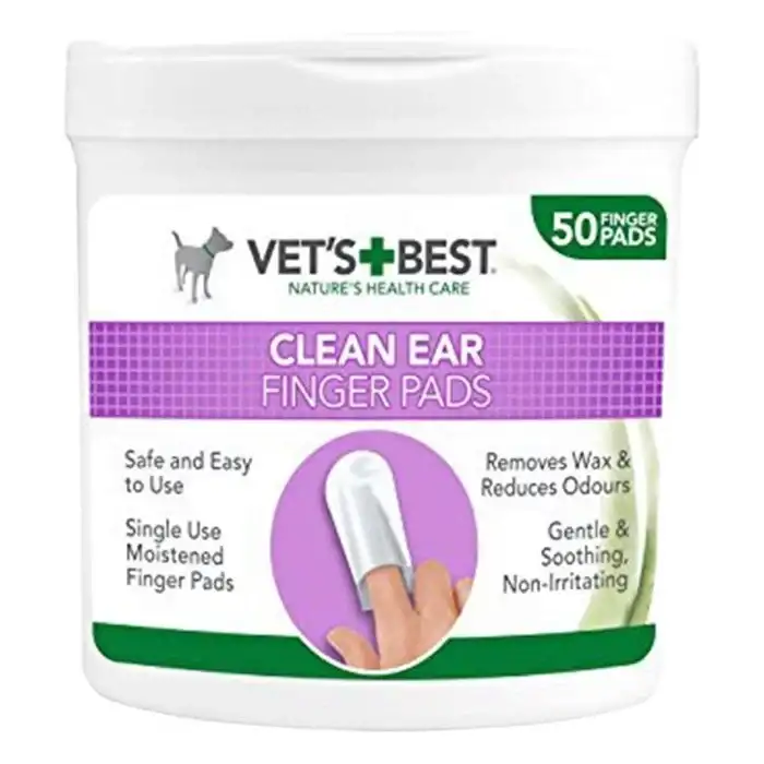 Vets Best Clean Ear Kedi ve Köpek Kulak Temizleme Parmak Pedi 50 Adet