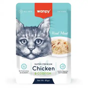Wanpy Pouch Tavuklu & Morina Balıklı Yaş Kedi Maması 85 Gr