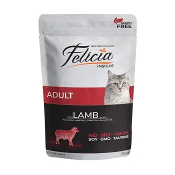 Felicia Kuzu Etli Tahılsız Yetişkin Kedi Konservesi 85 Gr